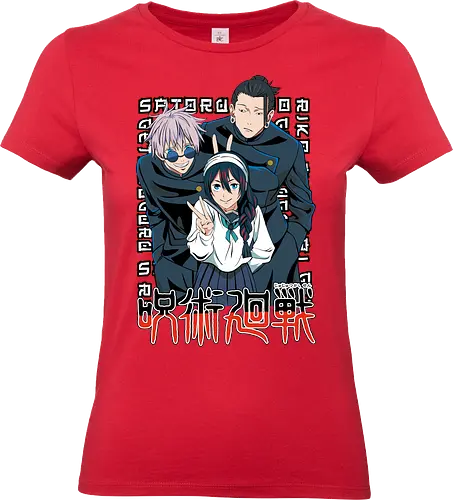 Gojo Group Satoru JJK Squad Goals - gojo satoru, jjk cast, group design, blue black palette, jujutsu kaisen squad, anime fan gift set, otaku crew shirt, shonen group art - Standard T-Shirt (Frauen)