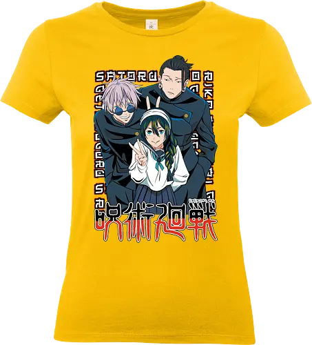 Gojo Group Satoru JJK Squad Goals - gojo satoru, jjk cast, group design, blue black palette, jujutsu kaisen squad, anime fan gift set, otaku crew shirt, shonen group art - Standard T-Shirt (Frauen)