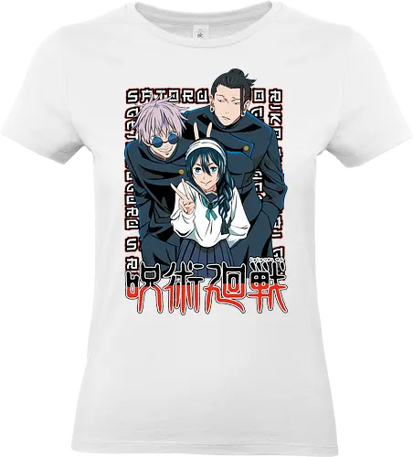 Gojo Group Satoru JJK Squad Goals - gojo satoru, jjk cast, group design, blue black palette, jujutsu kaisen squad, anime fan gift set, otaku crew shirt, shonen group art - Standard T-Shirt (Frauen)