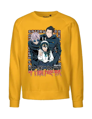 Gojo Group Satoru JJK Squad Goals - gojo satoru, jjk cast, group design, blue black palette, jujutsu kaisen squad, anime fan gift set, otaku crew shirt, shonen group art - Fairtrade Sweatshirt