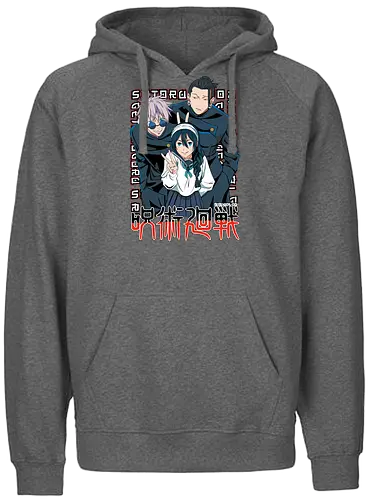 Gojo Group Satoru JJK Squad Goals - gojo satoru, jjk cast, group design, blue black palette, jujutsu kaisen squad, anime fan gift set, otaku crew shirt, shonen group art - Fairtrade Hoodie