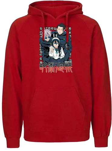 Gojo Group Satoru JJK Squad Goals - gojo satoru, jjk cast, group design, blue black palette, jujutsu kaisen squad, anime fan gift set, otaku crew shirt, shonen group art - Fairtrade Hoodie