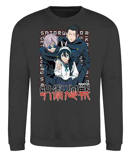 Gojo Group Satoru JJK Squad Goals - gojo satoru, jjk cast, group design, blue black palette, jujutsu kaisen squad, anime fan gift set, otaku crew shirt, shonen group art - Sweatshirt