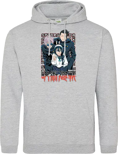 Gojo Group Satoru JJK Squad Goals - gojo satoru, jjk cast, group design, blue black palette, jujutsu kaisen squad, anime fan gift set, otaku crew shirt, shonen group art - Standard Hoodie