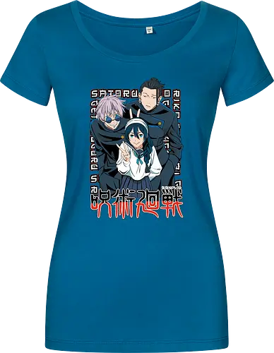 Gojo Group Satoru JJK Squad Goals - gojo satoru, jjk cast, group design, blue black palette, jujutsu kaisen squad, anime fan gift set, otaku crew shirt, shonen group art - Damen T-Shirt