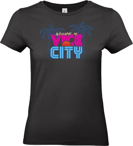 Welcome To Vice City  - gaming, 80s, crime, fashion, game, gamer, neon, nostalgia, retro, video game, vintage, 80s aesthetic, 80s retro, theft, videogames - Standard T-Shirt (Frauen)