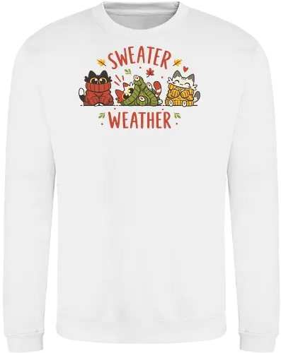Sweater Weather Kittens – Autumn Cats - sweater weather, cut cats, funny cats, black cat, autumn vibes, fall season, october, thanksgiving, fall leaves, cozy, kawaii, cat lover - Sweatshirt