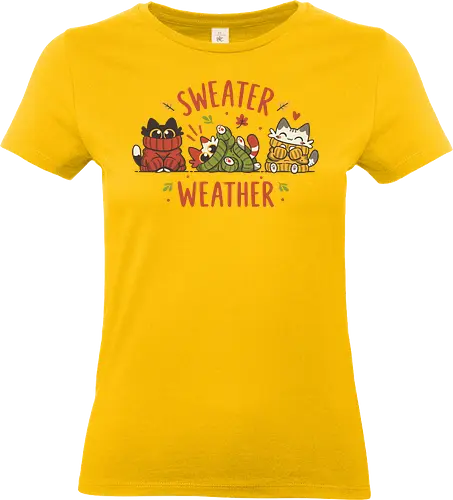Sweater Weather Kittens – Autumn Cats - sweater weather, cut cats, funny cats, black cat, autumn vibes, fall season, october, thanksgiving, fall leaves, cozy, kawaii, cat lover - Standard T-Shirt (Frauen)