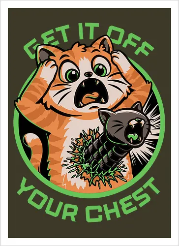 Alien Cat Funny - Monster, Alien, Alien Movie, Cat, Orange Cat, Fun, Funny, Awesome, Cool, Cute Animals, Cute, Cute Kitty, Scary Cute, Spooky Cute, Spooky Season, Spooky, Movie, Horror, Classic Horror, Horror Movie, Scary, Scary Art, Creepy, Science Fiction, Science, Halloween, Space, Extraterrestrial, Chestburster, Kitty, Kitten, Cosmic Horror - Kunstdruck