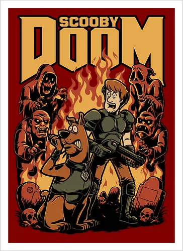 Classic Cartoon FPS Horror Game - Cartoon, First-person Shooter, Ghosts, Ghost, 80s Cartoons, 80s, 1980s, 80's, Retro Cartoon, Retro Vintage, Retro, Vintage, Fps Gaming, First Person Shooter, Horror, Game, Video Game, Games, Video Games, Awesome, Poster, Cool, Mashup, Nostalgia, Nostalgic, Animation, Animated, Animated Series, Tv Show, Paranormal, Investigate, Investigation, Mystery, Mysterious, Halloween, Spooky Season, Spooky, Creepy, Scary, Graveyard, Monsters, Monster, Fire - Kunstdruck