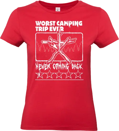 Horror Movie Witch Camping - Found Footage, Nostalgia, Nostalgic, Witch, Forest, Forest Spirit, Spirit, Hiking, Camping, Horror, Classic Horror, Horror Movies, Nostalgic Horror, 90s, 90s Movies, 90's, Halloween, Spooky, Spooky Season, Scary, Creepy, Retro Vintage, Vintage, Retro, Old Movies, Monsters, Monster, Wood, Wooden, Stick, Magic, Magical, Ritual, Symbol - Standard T-Shirt (Frauen)