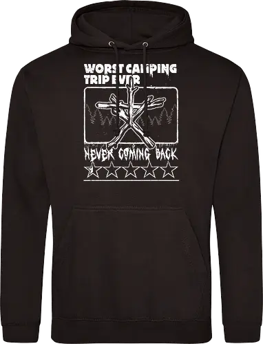 Horror Movie Witch Camping - Found Footage, Nostalgia, Nostalgic, Witch, Forest, Forest Spirit, Spirit, Hiking, Camping, Horror, Classic Horror, Horror Movies, Nostalgic Horror, 90s, 90s Movies, 90's, Halloween, Spooky, Spooky Season, Scary, Creepy, Retro Vintage, Vintage, Retro, Old Movies, Monsters, Monster, Wood, Wooden, Stick, Magic, Magical, Ritual, Symbol - Standard Hoodie