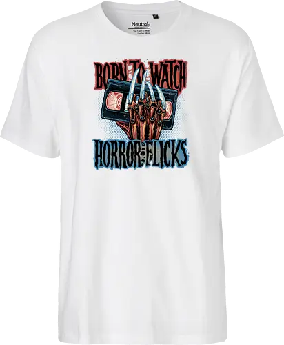 Born to Watch Horror Flicks - Horror, Halloween, horror movies, video tape, classic movies, classic - Fairtrade T-Shirt