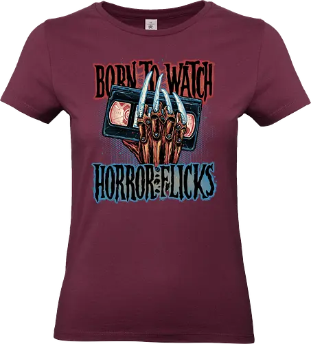 Born to Watch Horror Flicks - Horror, Halloween, horror movies, video tape, classic movies, classic - Standard T-Shirt (Frauen)