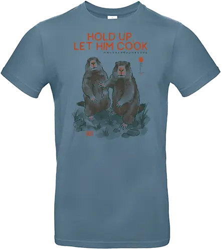 Hold Up, Let Him Cook - marmot, meme, funny, vintage, retro, japanese, quote, lets cook, groundhog, funny meme, internet culture, woodchuck, art print, sarcastic, viral - Standard T-Shirt