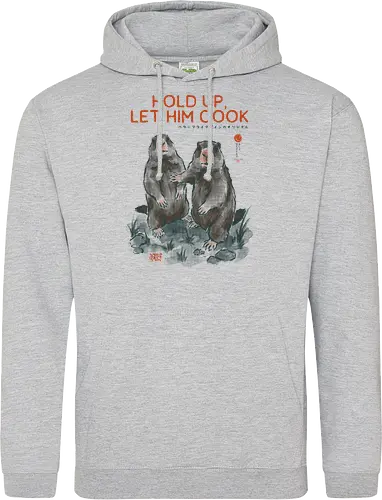 Hold Up, Let Him Cook - marmot, meme, funny, vintage, retro, japanese, quote, lets cook, groundhog, funny meme, internet culture, woodchuck, art print, sarcastic, viral - Standard Hoodie