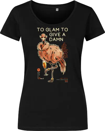 To Glam To Give a Damn - ostrich, funny, vintage, retro, japanese, quote, glam, champagne, fabulous, sassy, art print, funny bird, attitude, sunglasses, mood - Damen T-Shirt