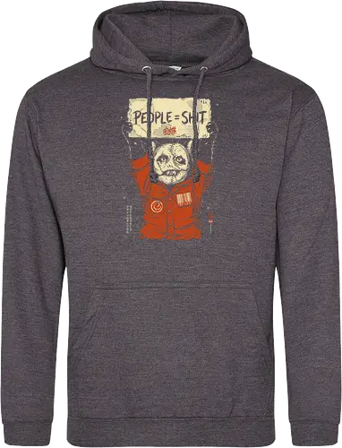 People = Shit - cat, funny, vintage, retro, japanese, metal, Metal, parody, heavy metal, dark humor, art print, funny cat, mask, sarcastic, mood - Standard Hoodie