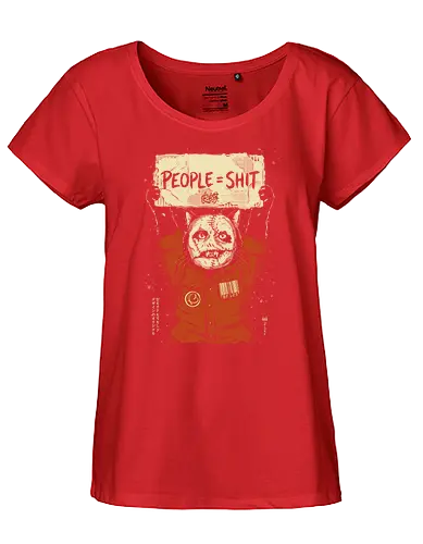 People = Shit - cat, funny, vintage, retro, japanese, metal, Metal, parody, heavy metal, dark humor, art print, funny cat, mask, sarcastic, mood - Fairtrade Girl Shirt