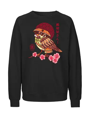 POST BIRD - japan, japanese, bird, sakura, cherry blossom, floral, cultural, post mail - Fairtrade Sweatshirt