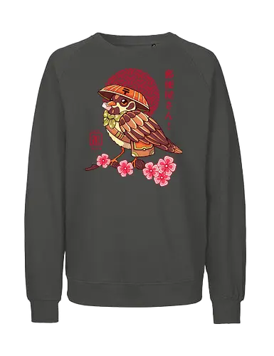 POST BIRD - japan, japanese, bird, sakura, cherry blossom, floral, cultural, post mail - Fairtrade Sweatshirt