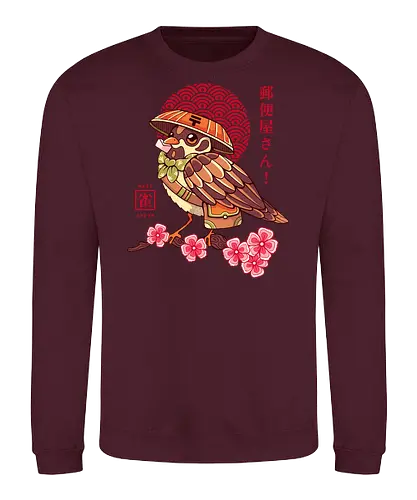 POST BIRD - japan, japanese, bird, sakura, cherry blossom, floral, cultural, post mail - Sweatshirt