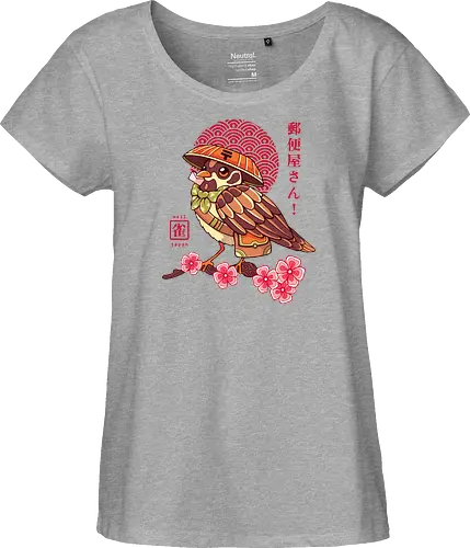 POST BIRD - japan, japanese, bird, sakura, cherry blossom, floral, cultural, post mail - Fairtrade Girl Shirt