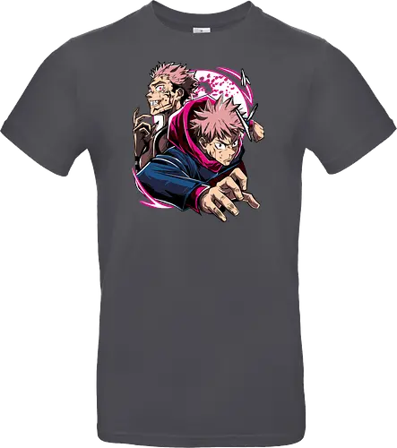 Itadori Yuji Jujutsu Cursed Power - itadori yuji, Jujutsu, cursed energy, anime fan, pink hair, action pose, otaku gift, shounen - Standard T-Shirt