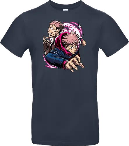 Itadori Yuji Jujutsu Cursed Power - itadori yuji, Jujutsu, cursed energy, anime fan, pink hair, action pose, otaku gift, shounen - Standard T-Shirt
