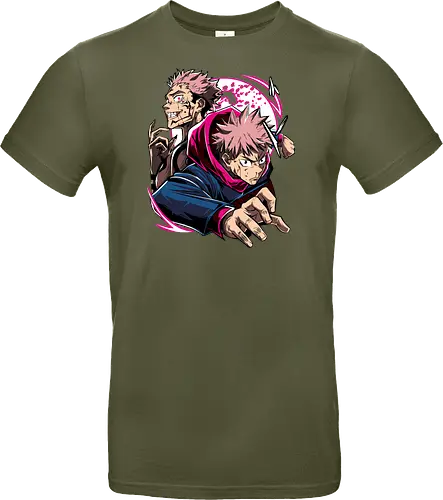 Itadori Yuji Jujutsu Cursed Power - itadori yuji, Jujutsu, cursed energy, anime fan, pink hair, action pose, otaku gift, shounen - Standard T-Shirt