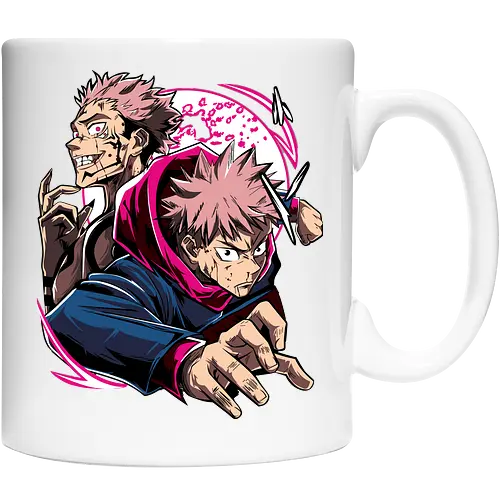 Itadori Yuji Jujutsu Cursed Power - itadori yuji, Jujutsu, cursed energy, anime fan, pink hair, action pose, otaku gift, shounen - Keramiktasse