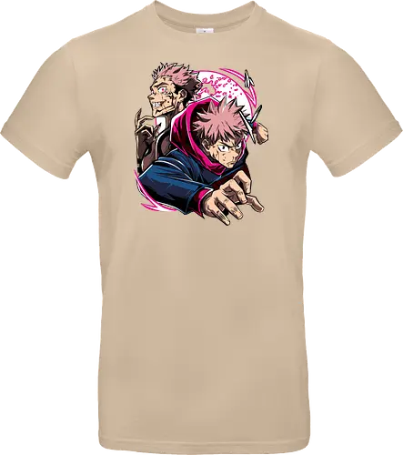 Itadori Yuji Jujutsu Cursed Power - itadori yuji, Jujutsu, cursed energy, anime fan, pink hair, action pose, otaku gift, shounen - Standard T-Shirt