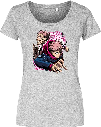 Itadori Yuji Jujutsu Cursed Power - itadori yuji, Jujutsu, cursed energy, anime fan, pink hair, action pose, otaku gift, shounen - Damen T-Shirt