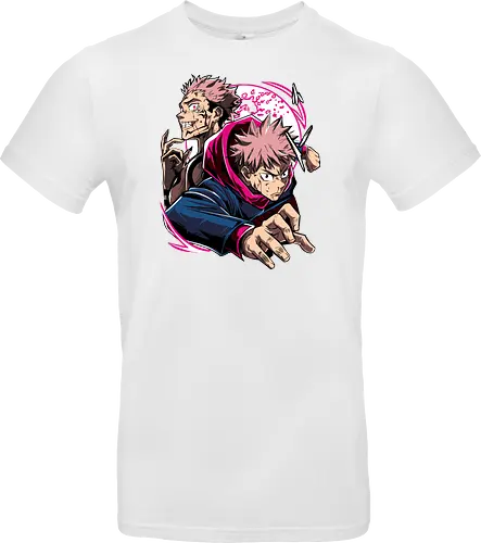 Itadori Yuji Jujutsu Cursed Power - itadori yuji, Jujutsu, cursed energy, anime fan, pink hair, action pose, otaku gift, shounen - Standard T-Shirt