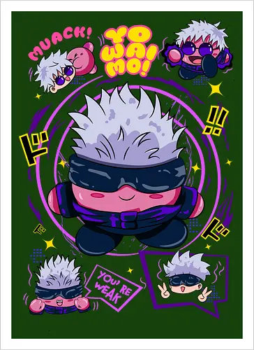 Pink Gojo Satoru Infinity Cute Mode - gojo satoru, Jujutsu, crossover, chibi style, funny anime, kawaii, otaku humor, anime lover gift - Kunstdruck