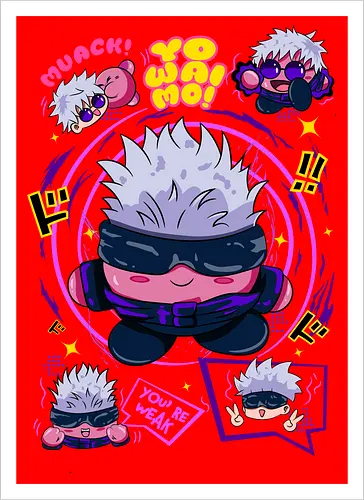 Pink Gojo Satoru Infinity Cute Mode - gojo satoru, Jujutsu, crossover, chibi style, funny anime, kawaii, otaku humor, anime lover gift - Kunstdruck