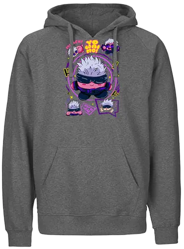 Pink Gojo Satoru Infinity Cute Mode - gojo satoru, Jujutsu, crossover, chibi style, funny anime, kawaii, otaku humor, anime lover gift - Fairtrade Hoodie