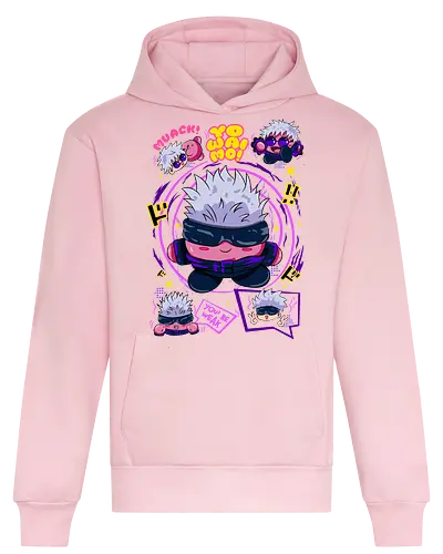 Pink Gojo Satoru Infinity Cute Mode - gojo satoru, Jujutsu, crossover, chibi style, funny anime, kawaii, otaku humor, anime lover gift - Heavyweight Hoodie