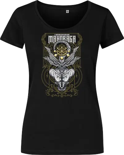 Mahoraga Wheel of Destiny JJK - gold emblem art, mahoraga, Jujutsu, ten shadows, cursed spirit, dark fantasy, anime villain, otaku - Damen T-Shirt