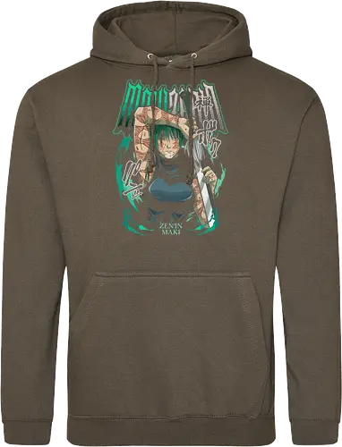 Maki Zenin Cursed Tools Warrior - maki zenin, Jujutsu, cursed tools, weeb, action hero, strong female character, teal aesthetic, anime fan gift - Standard Hoodie