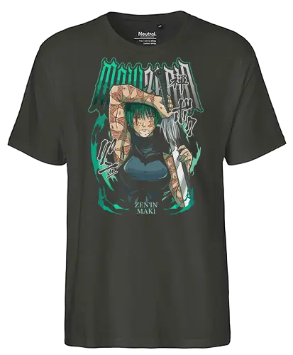 Maki Zenin Cursed Tools Warrior - maki zenin, Jujutsu, cursed tools, weeb, action hero, strong female character, teal aesthetic, anime fan gift - Fairtrade T-Shirt