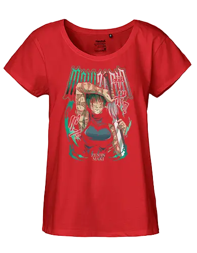 Maki Zenin Cursed Tools Warrior - maki zenin, Jujutsu, cursed tools, weeb, action hero, strong female character, teal aesthetic, anime fan gift - Fairtrade Girl Shirt