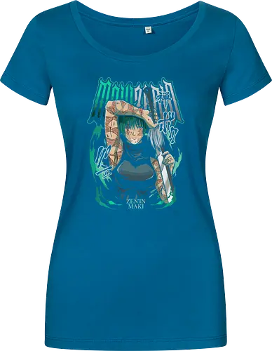 Maki Zenin Cursed Tools Warrior - maki zenin, Jujutsu, cursed tools, weeb, action hero, strong female character, teal aesthetic, anime fan gift - Damen T-Shirt