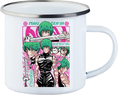 Maki Zenin Restriction Unleashed - maki zenin, Jujutsu, restriction arc, pink and black, powerful female, manga style, otaku gift, shounen anime - Emailletasse