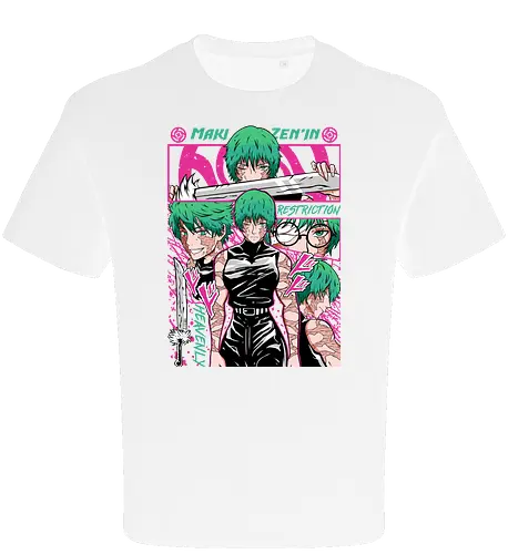 Maki Zenin Restriction Unleashed - maki zenin, Jujutsu, restriction arc, pink and black, powerful female, manga style, otaku gift, shounen anime - Oversize T-Shirt