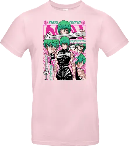 Maki Zenin Restriction Unleashed - maki zenin, Jujutsu, restriction arc, pink and black, powerful female, manga style, otaku gift, shounen anime - Standard T-Shirt