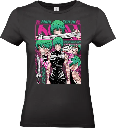 Maki Zenin Restriction Unleashed - maki zenin, Jujutsu, restriction arc, pink and black, powerful female, manga style, otaku gift, shounen anime - Standard T-Shirt (Frauen)