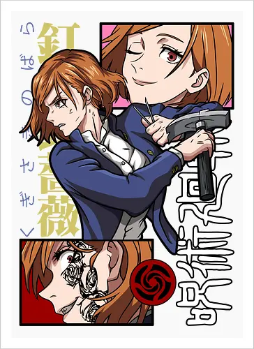 Nobara Kugisaki Hammer Down Attitude - nobara kugisaki, Jujutsu, fierce female, cursed nail, urban anime, otaku gift, anime lover, orange hair - Kunstdruck