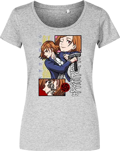 Nobara Kugisaki Hammer Down Attitude - nobara kugisaki, Jujutsu, fierce female, cursed nail, urban anime, otaku gift, anime lover, orange hair - Damen T-Shirt
