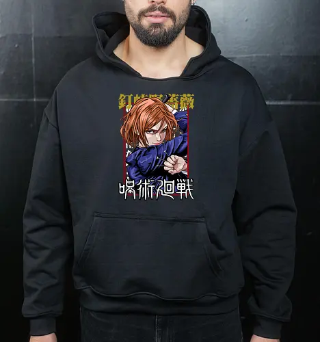 Nobara Kugisaki Full Force Jujutsu - nobara kugisaki, Jujutsu, full body art, jujutsu high, action female lead, anime birthday, weeb apparel, bold design - Cropped Hoodie